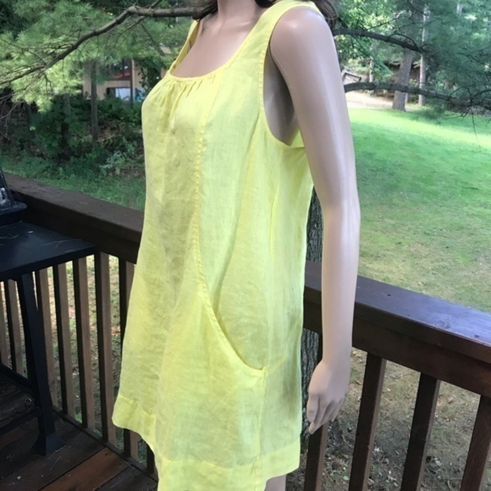 Vibrant Yellow Linen Shift Dress